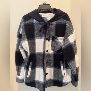 Plaid Flannel Jacket with Hood